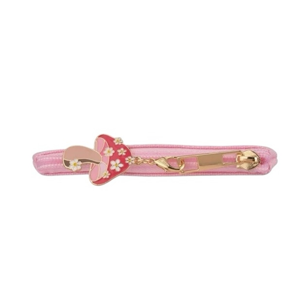 Pink Daisy Coin Pouch with Mushroom Charm Keychain - Picture 4 of 9